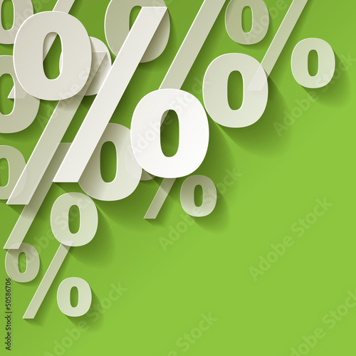 % Prozent Grün Papier Ecke Hintrergrund