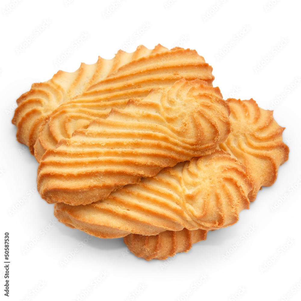 yellow tasty cookies dessert isolated on white background