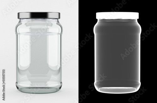 Empty glass jar with alpha mask for perfect isolation