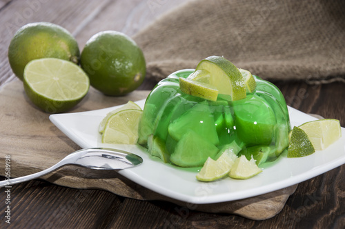 Portion of Lime Jello on a plate photo