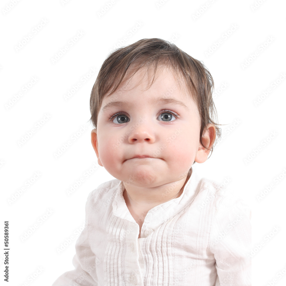 Baby watching attentive with a big blue eyes Baby watching attentive with a big blue eyes