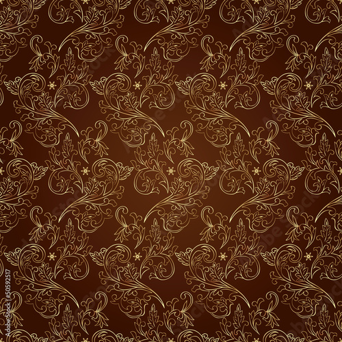 Floral vintage seamless pattern on brown background