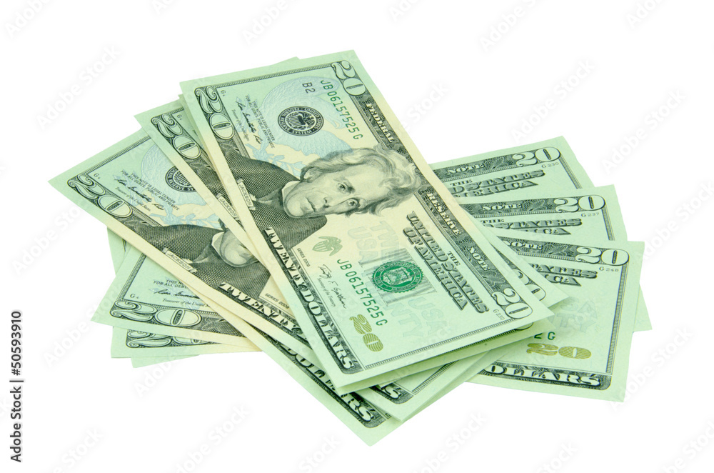 pile of US dollars isolated on white background pile of US dollars isolated on white background