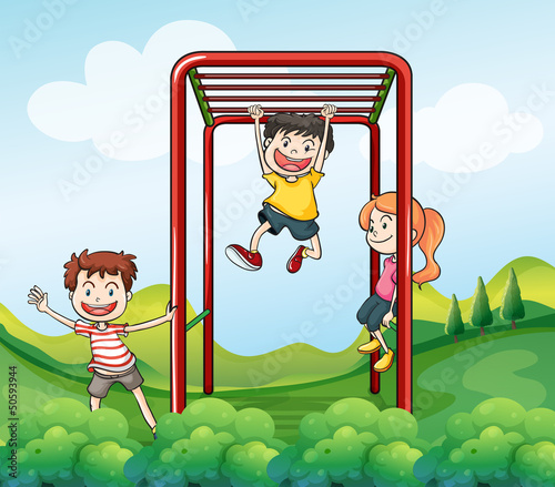 Three kids playing at the park