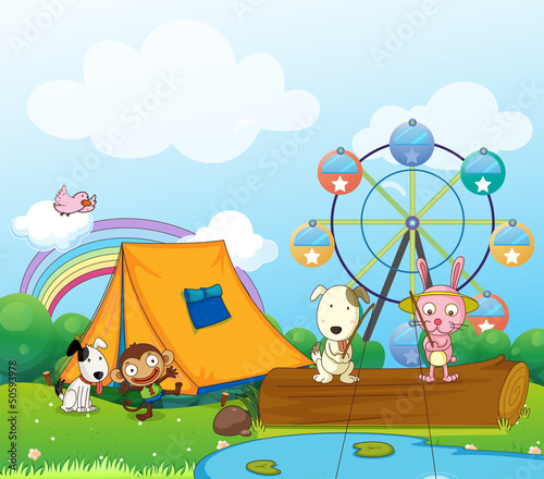 Animals near the ferris wheel