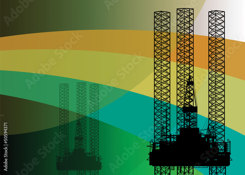 Oil rig abstract background, vector illustration