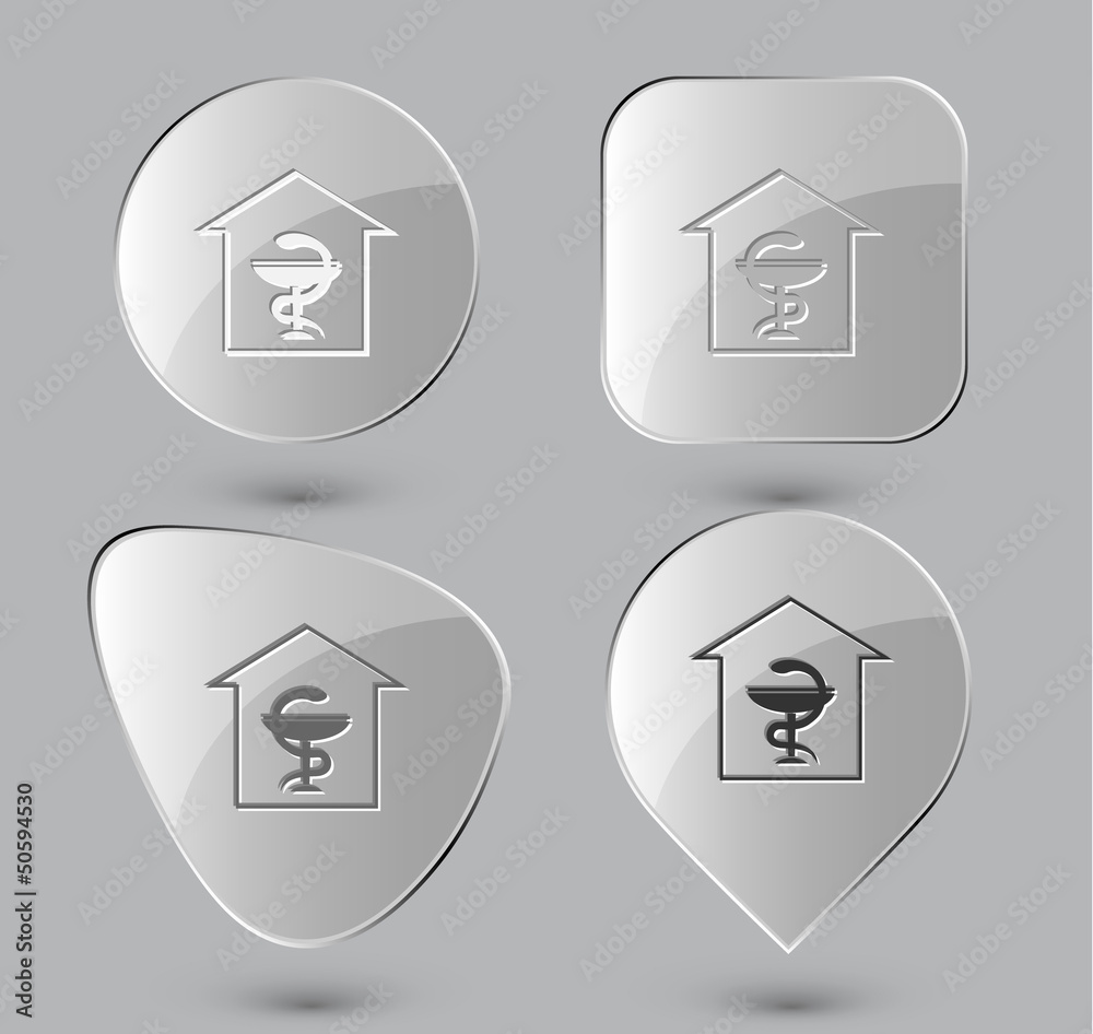 Pharmacy. Glass buttons. Vector illustration.