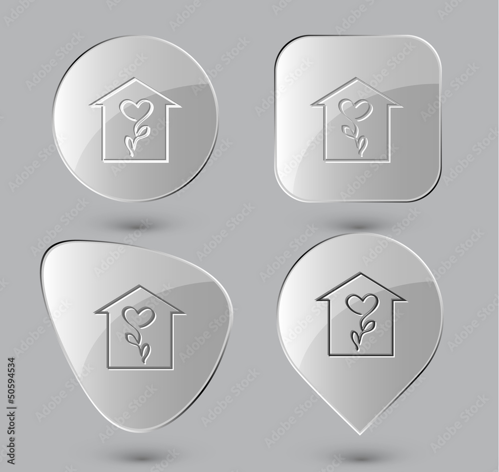 Flower shop. Glass buttons. Vector illustration.