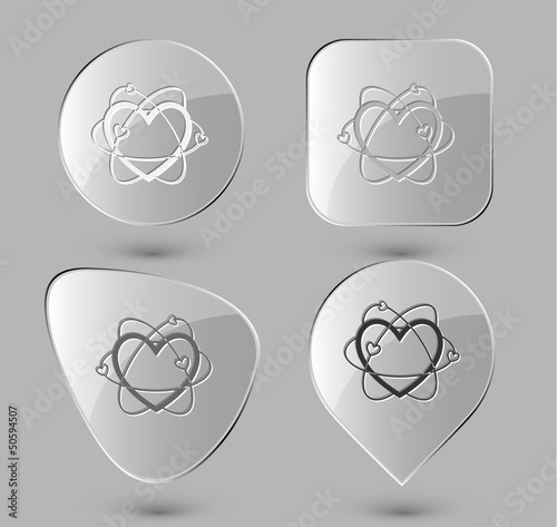 Atomic heart. Glass buttons. Vector illustration.
