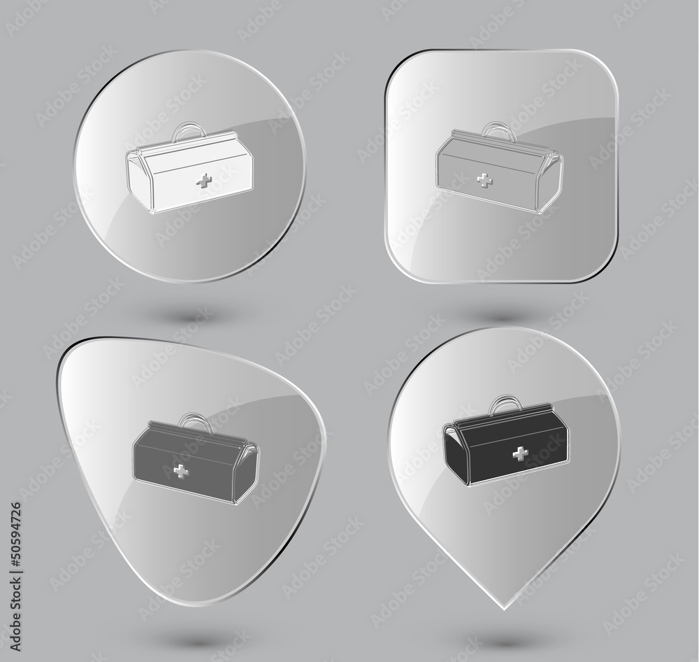 Medical suitcase. Glass buttons. Vector illustration. Medical suitcase. Glass buttons. Vector illustration.
