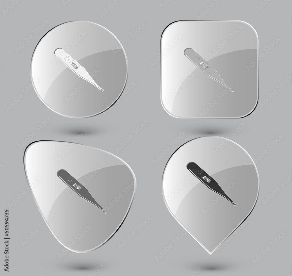 Thermometer. Shows 40 degrees Celsius. Glass buttons. Vector ill Thermometer. Shows 40 degrees Celsius. Glass buttons. Vector ill