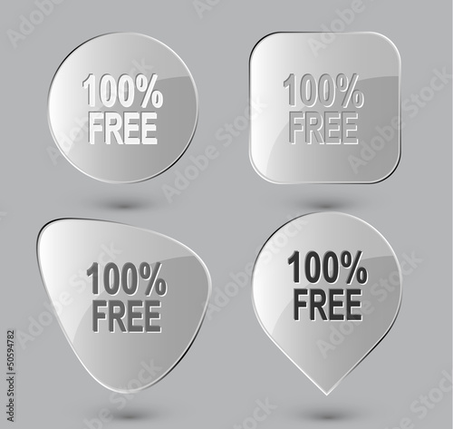 100% free. Glass buttons. Vector illustration.