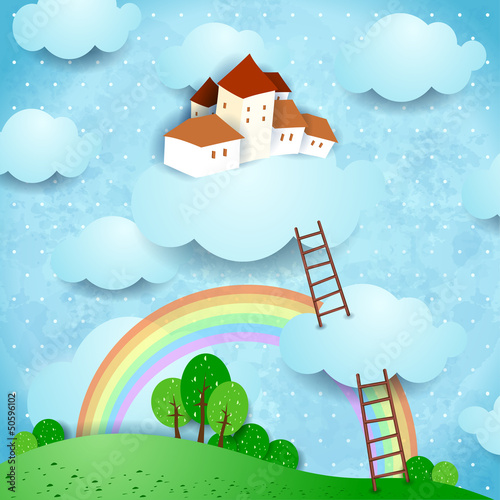 Fantasy landscape with country