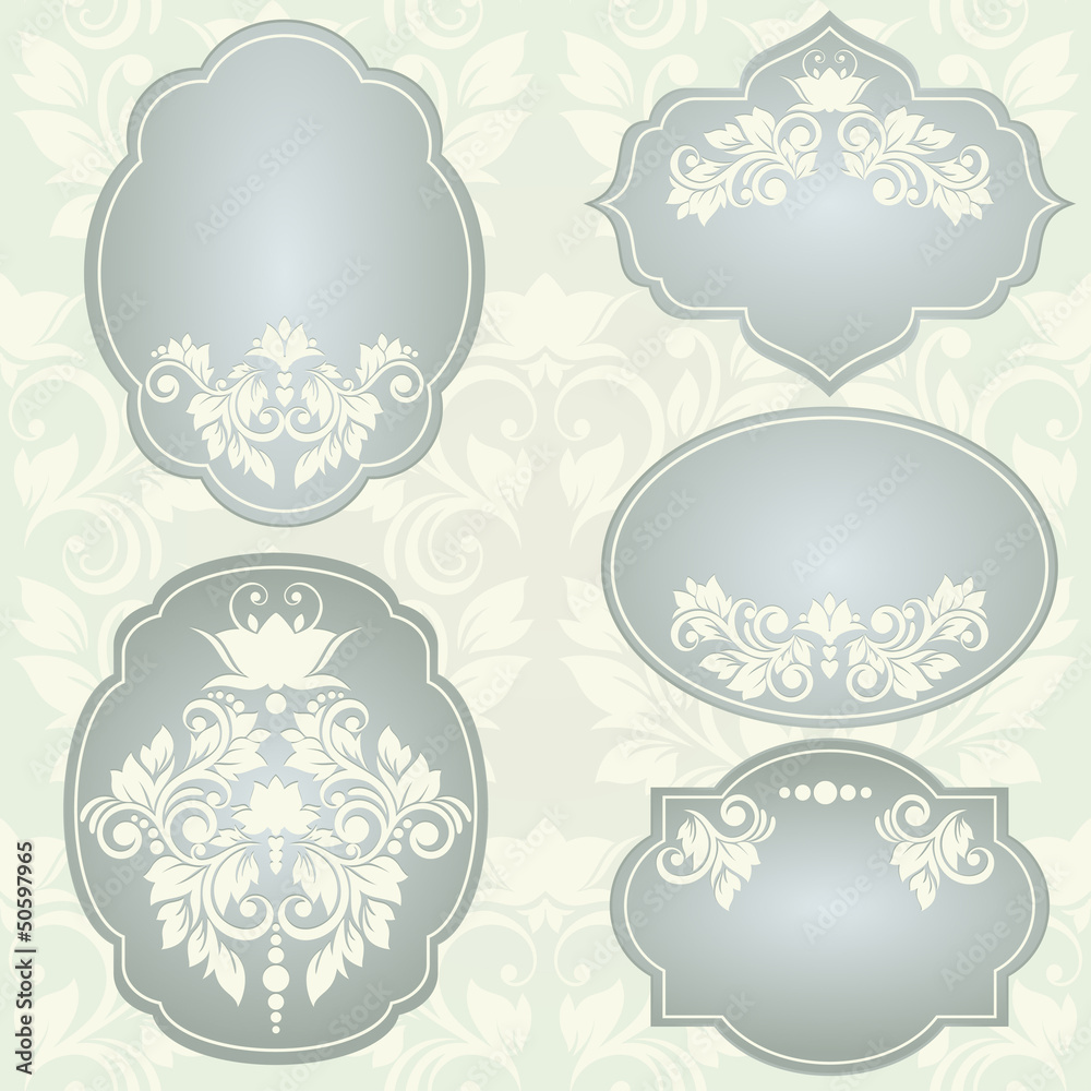 Set of  vector frames with floral ornaments