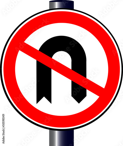 No U Turn Traffic Sign