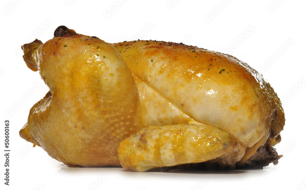 Pollo asado en primer plano.