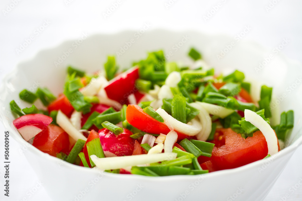 fresh salad of radish and tomatoes