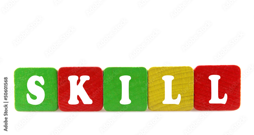 skill - isolated text in wooden building blocks skill - isolated text in wooden building blocks