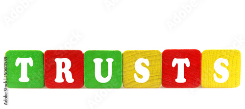 Canvastavla trusts - isolated text in wooden building blocks