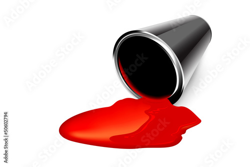 Illustration red colors barrels spilled on a white background