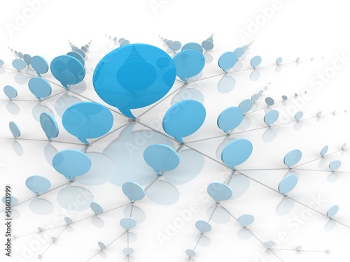 Social Network Blue Talking Bubbles or Balloons