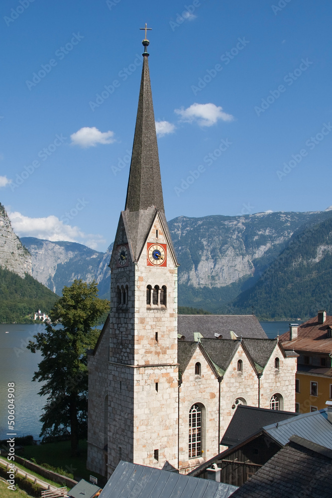 Fototapeta premium Evangelical church in Hallstatt