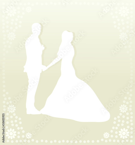 Wedding card with man and women in vector background