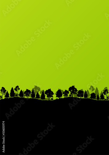 Wild mountain forest nature landscape scene background illustrat