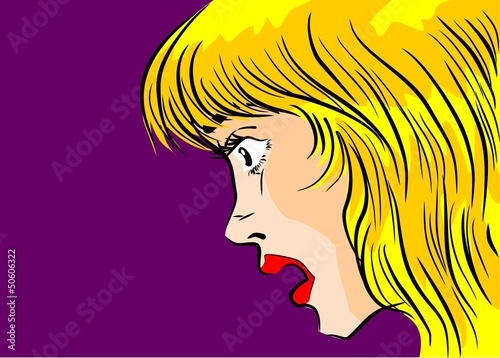 Blonde woman with expression of surprise