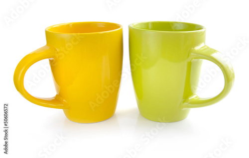 Two teacups cups on white background