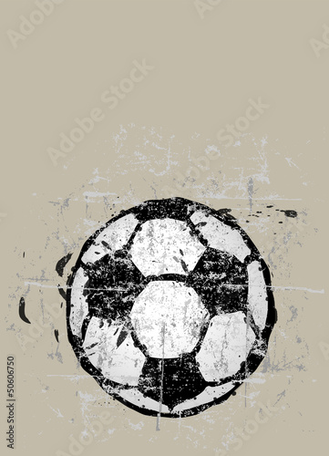 grungy soccer ball illustration, free copy space