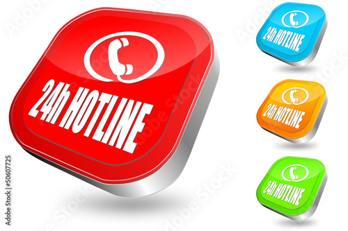 24h hotline, vector button set 2