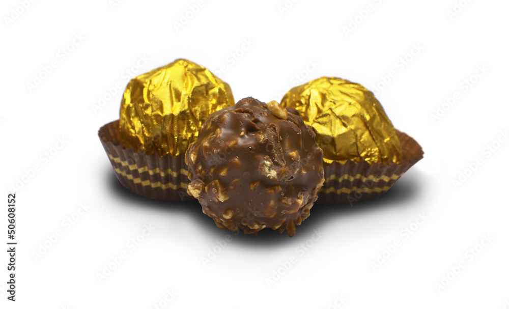 wrapped chocolates on white background wrapped chocolates on white background