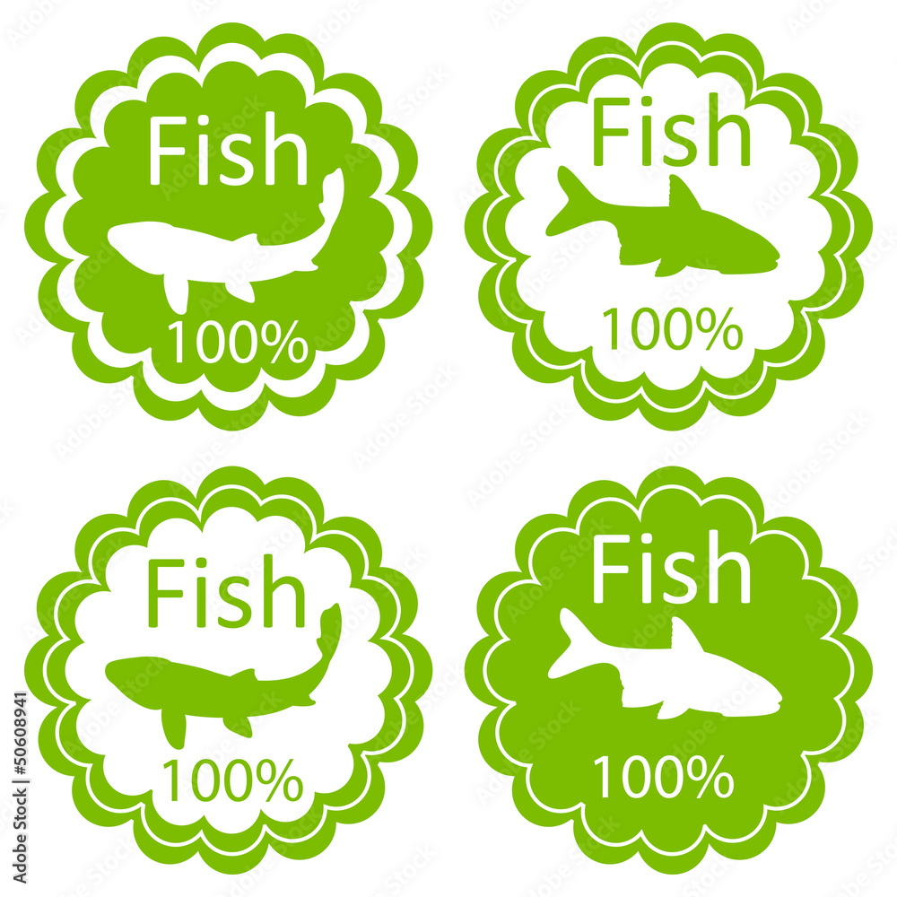 Fish vector background label stamp green concept Fish vector background label stamp green concept