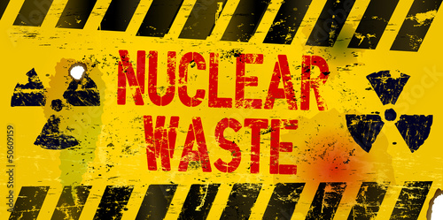 nuclear waste warning sign, rotten and grungy, vector