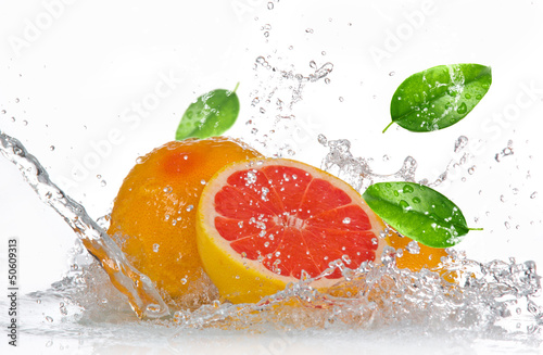 Grapefruit with splashing water #50609313