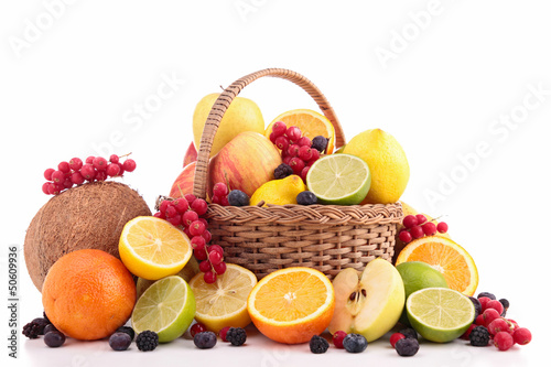 collection fruits isolated on white