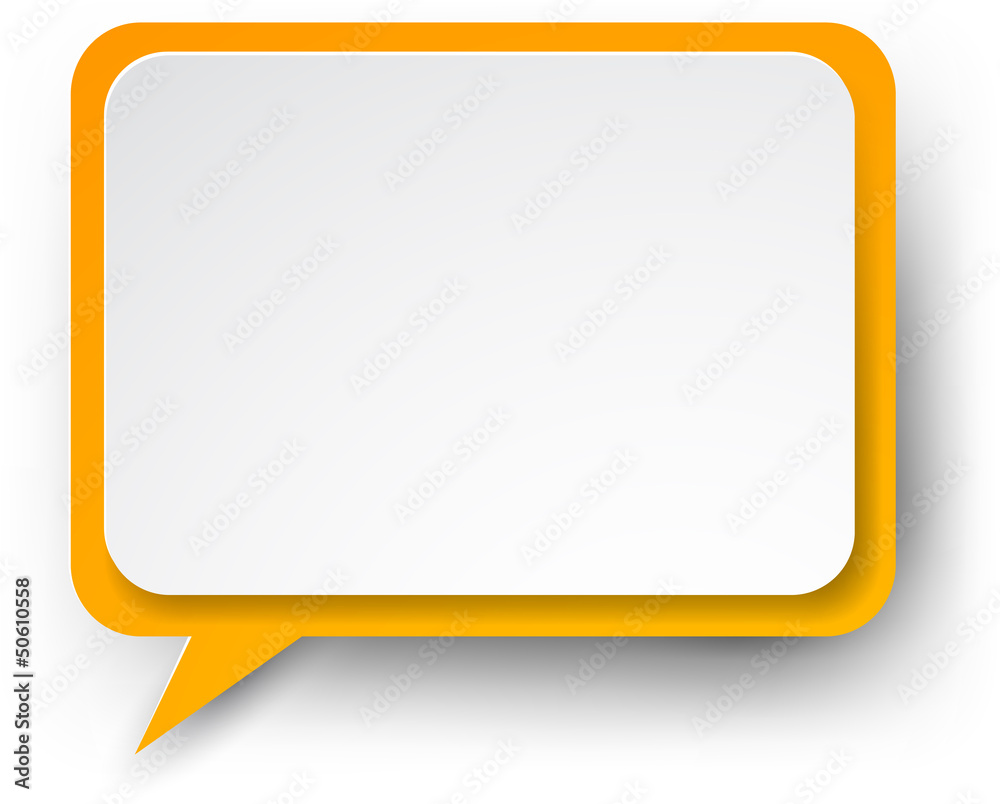 Paper white-orange speech bubble.