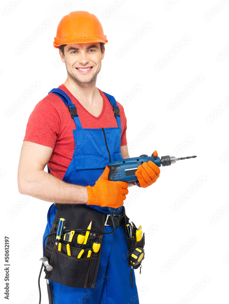 Portrait of smiling handyman with tools