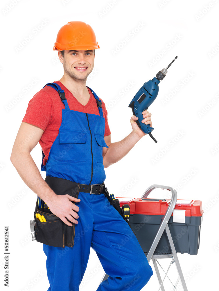 Portrait of manual worker with tools Portrait of manual worker with tools