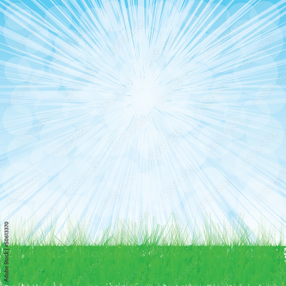 Naklejka premium Summer illustration whit grass.