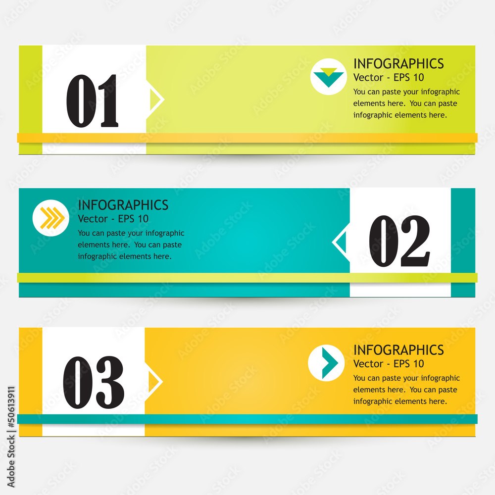 Modern bright infographic set of three colorful abstract banners Modern bright infographic set of three colorful abstract banners