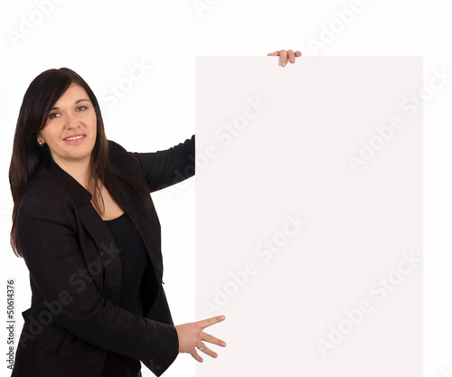 Business woman with empty sign