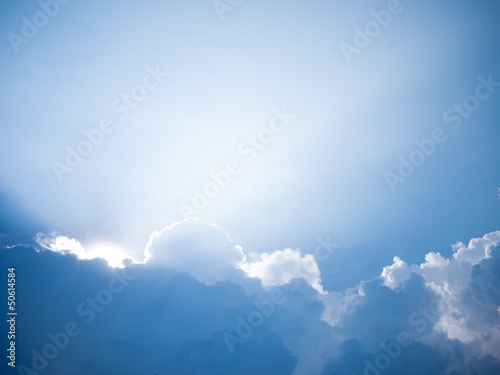 Cloudy sky with sunlight ray