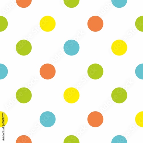 Seamless vector pattern colorful polka dots white background
