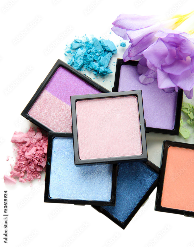 Beautiful bright eye shadows isolated on white