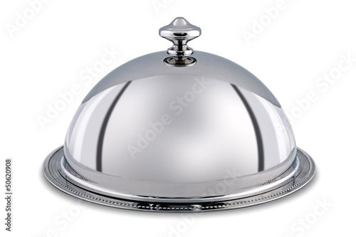 Silver Dome or Cloche isolated with clipping path. photo