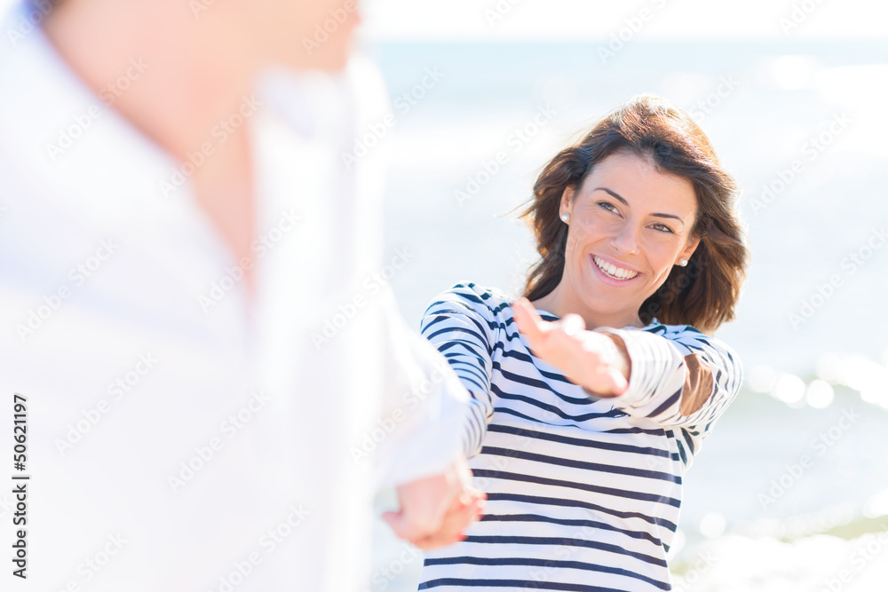 Happy Young Couple On Beach Happy Young Couple On Beach