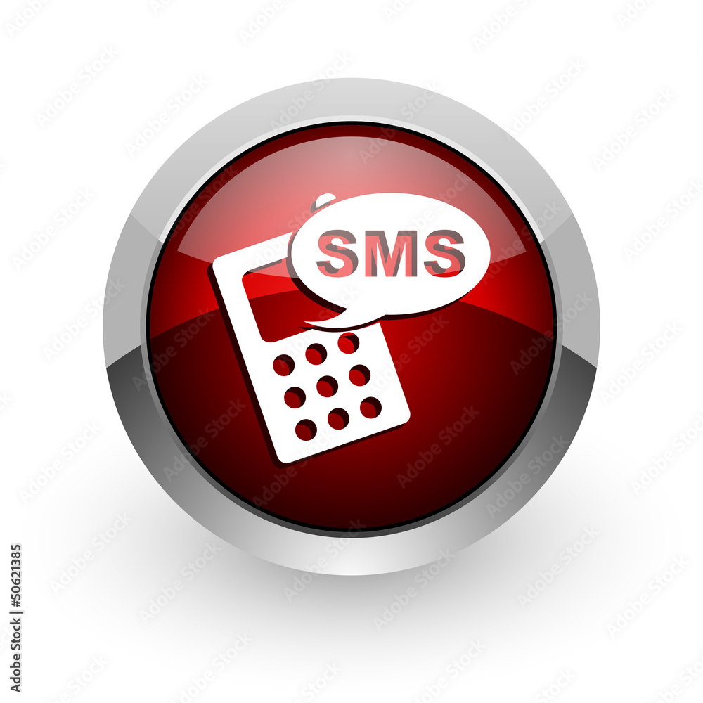 sms red circle web glossy icon