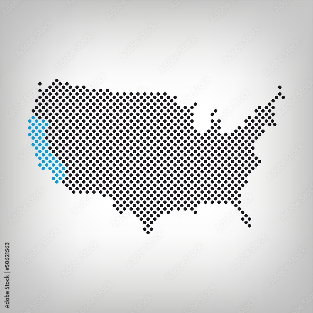 Kalifornien in USA Karte punktiert